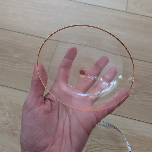 Anthropologie Elegant Pink Glass Champagne Coupe with Gold Rim - Picture 11 of 11